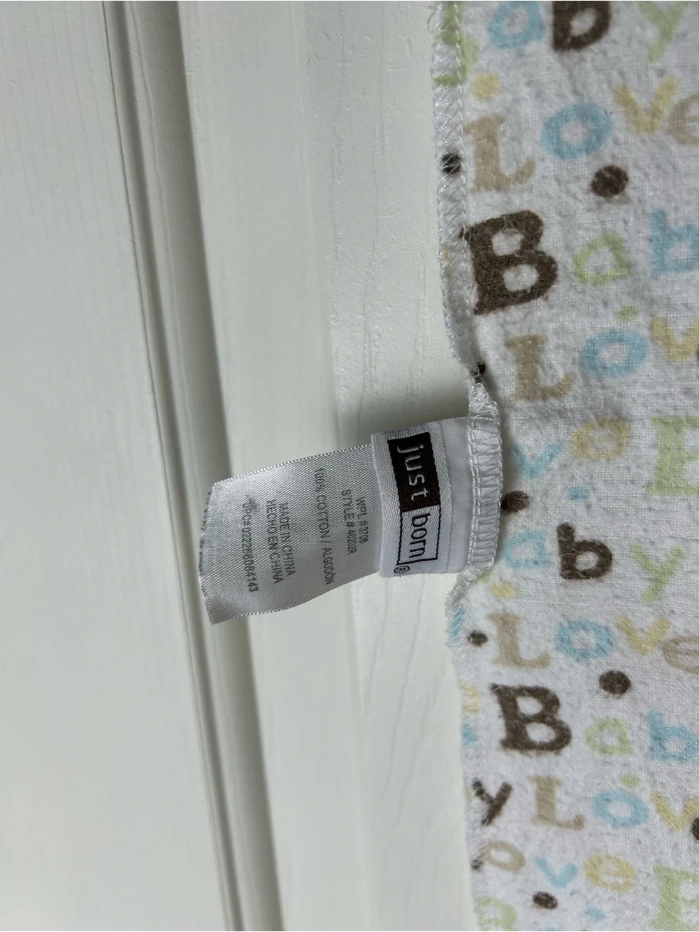Just Born Baby Love Receiving Blanket Brown Polka Dots Flannel White Blue Green